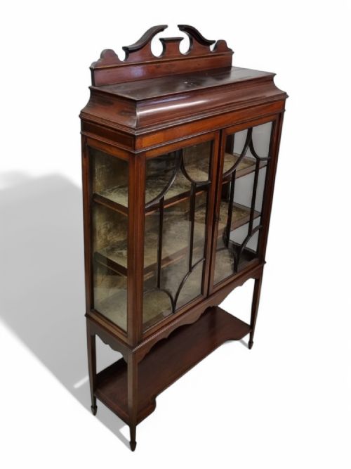 ANTIQUE EDWARDIAN DISPLAY CABINET INLAID MAHOGANY C19051915 - ADDITIONAL PHOTO 1