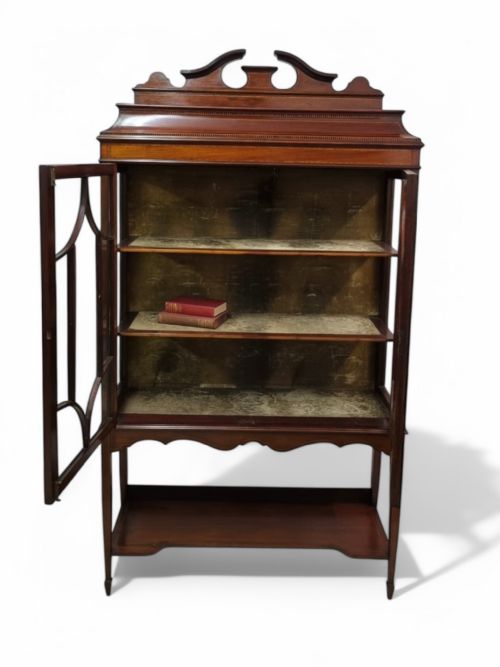 ANTIQUE EDWARDIAN DISPLAY CABINET INLAID MAHOGANY C19051915 - ADDITIONAL PHOTO 2