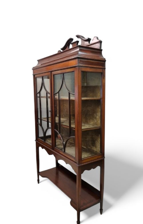 ANTIQUE EDWARDIAN DISPLAY CABINET INLAID MAHOGANY C19051915 - ADDITIONAL PHOTO 3