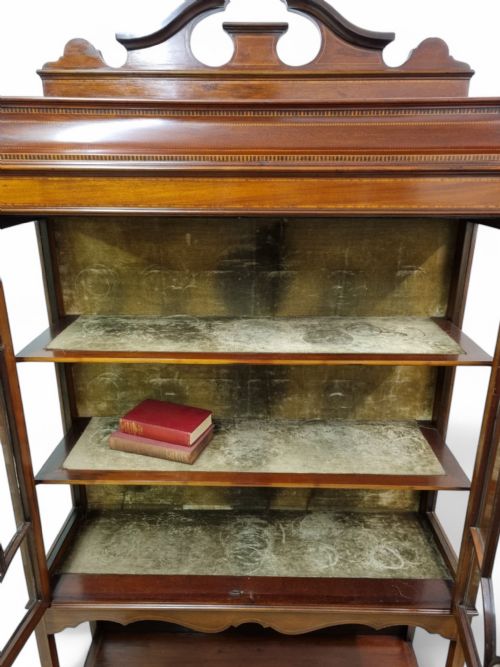 ANTIQUE EDWARDIAN DISPLAY CABINET INLAID MAHOGANY C19051915 - ADDITIONAL PHOTO 5