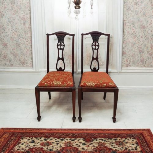 antique victorian mahogany dining chairs set of 2 late 19th - CATEGORY: ANTIQUE CHAIRS - DATED VICTORIAN