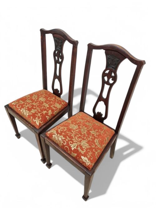ANTIQUE VICTORIAN MAHOGANY DINING CHAIRS SET OF 2 LATE 19TH - ADDITIONAL PHOTO 5