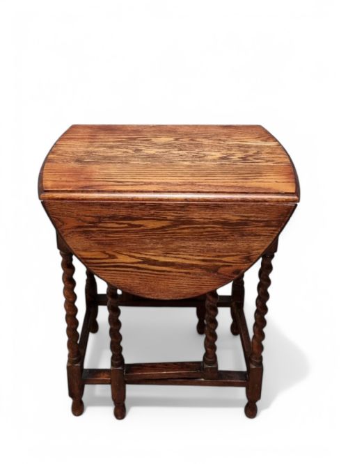 ANTIQUE ENGLISH BARLEY TWIST DROP LEAF TABLE C18901900 - ADDITIONAL PHOTO 1