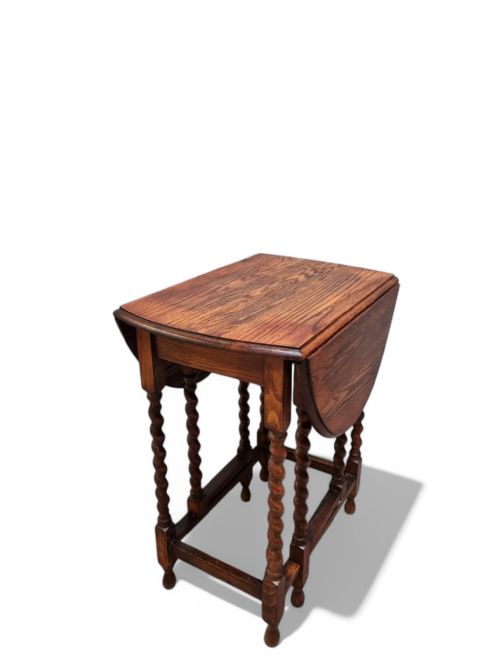 ANTIQUE ENGLISH BARLEY TWIST DROP LEAF TABLE C18901900 - ADDITIONAL PHOTO 2