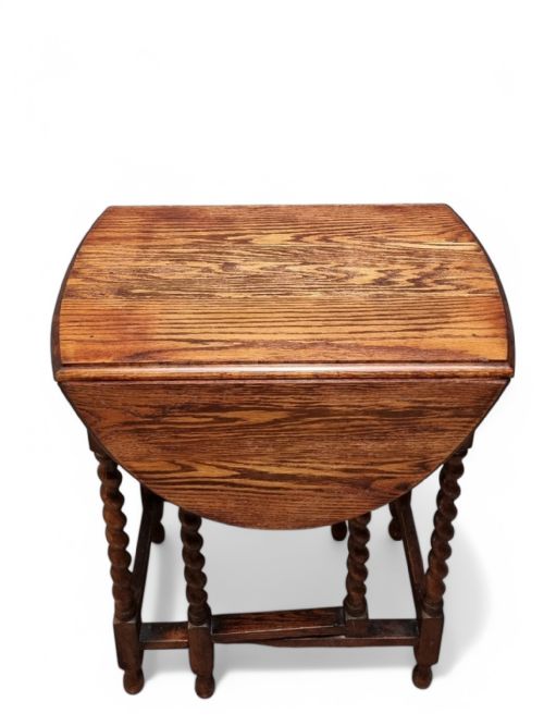 ANTIQUE ENGLISH BARLEY TWIST DROP LEAF TABLE C18901900 - ADDITIONAL PHOTO 3