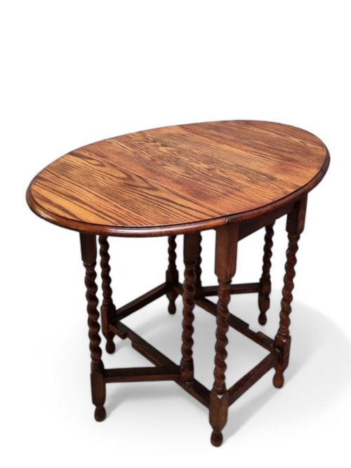 ANTIQUE ENGLISH BARLEY TWIST DROP LEAF TABLE C18901900 - ADDITIONAL PHOTO 4