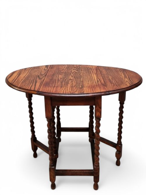 ANTIQUE ENGLISH BARLEY TWIST DROP LEAF TABLE C18901900 - ADDITIONAL PHOTO 5