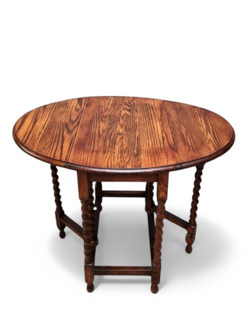 ANTIQUE ENGLISH BARLEY TWIST DROP LEAF TABLE C18901900 - ADDITIONAL PHOTO 6