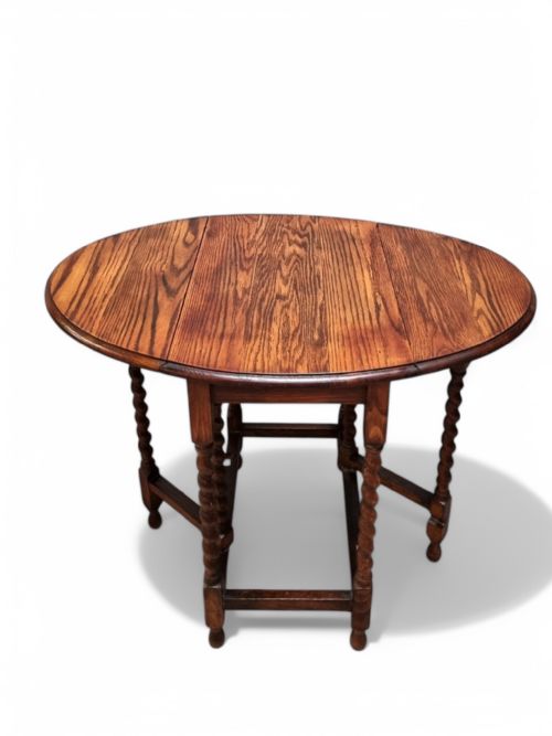 ANTIQUE ENGLISH BARLEY TWIST DROP LEAF TABLE C18901900 - ADDITIONAL PHOTO 7
