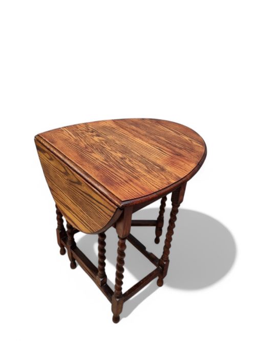 ANTIQUE ENGLISH BARLEY TWIST DROP LEAF TABLE C18901900 - ADDITIONAL PHOTO 8