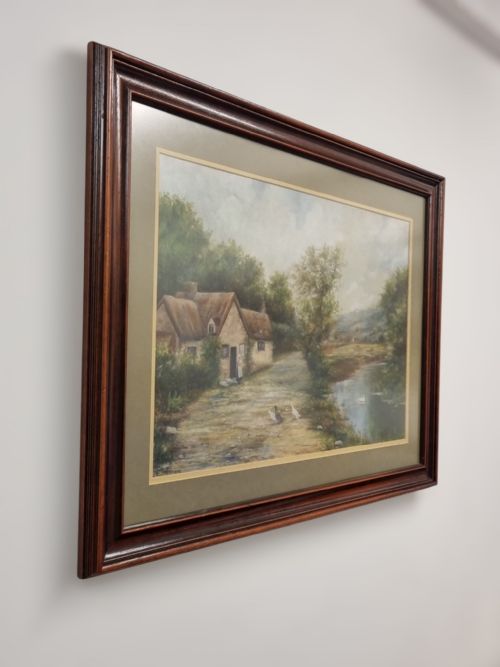ANTIQUE OIL ON CANVAS LANDSCAPE PAINTING SIGNED E HARRISON - ADDITIONAL PHOTO 1