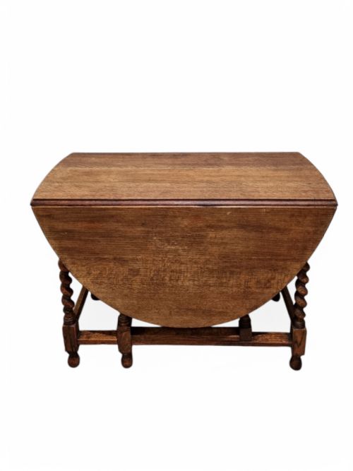 ANTIQUE OAK DROPLEAF TABLE BARLEY TWIST LEGS C1900 - ADDITIONAL PHOTO 6