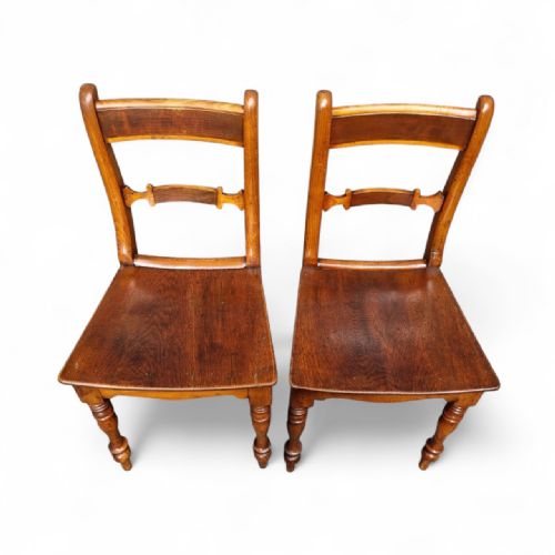 ANTIQUE VICTORIAN SET OF 6 OAK DINING CHAIRS TURNED LEGS - ADDITIONAL PHOTO 1