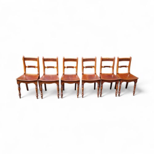 ANTIQUE VICTORIAN SET OF 6 OAK DINING CHAIRS TURNED LEGS - ADDITIONAL PHOTO 2