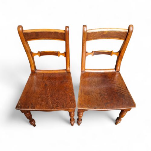 ANTIQUE VICTORIAN SET OF 6 OAK DINING CHAIRS TURNED LEGS - ADDITIONAL PHOTO 6