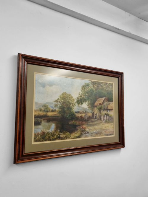 ANTIQUE OIL ON CANVAS LANDSCAPE PAINTING EARLY 20TH CENTURY SIGNED EHARRISON - ADDITIONAL PHOTO 3