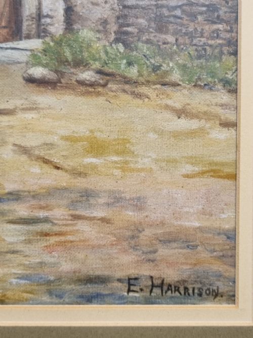 ANTIQUE OIL ON CANVAS LANDSCAPE PAINTING EARLY 20TH CENTURY SIGNED EHARRISON - ADDITIONAL PHOTO 4