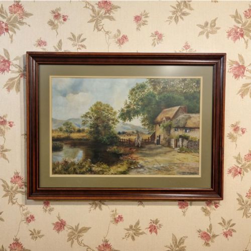 ANTIQUE OIL ON CANVAS LANDSCAPE PAINTING EARLY 20TH CENTURY SIGNED EHARRISON - ADDITIONAL PHOTO 5