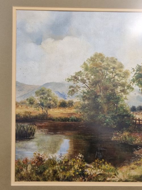 ANTIQUE OIL ON CANVAS LANDSCAPE PAINTING EARLY 20TH CENTURY SIGNED EHARRISON - ADDITIONAL PHOTO 7