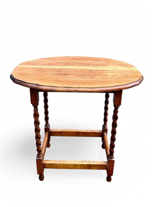 ANTIQUE EDWARDIAN OAK OCCASIONAL TABLE BARLEY TWIST LEGS C1910 - ADDITIONAL PHOTO 1