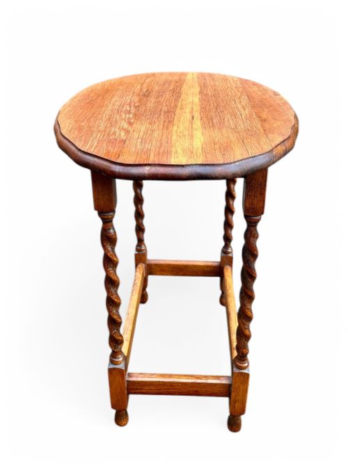 ANTIQUE EDWARDIAN OAK OCCASIONAL TABLE BARLEY TWIST LEGS C1910 - ADDITIONAL PHOTO 4