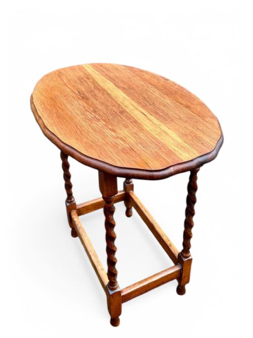 ANTIQUE EDWARDIAN OAK OCCASIONAL TABLE BARLEY TWIST LEGS C1910 - ADDITIONAL PHOTO 5