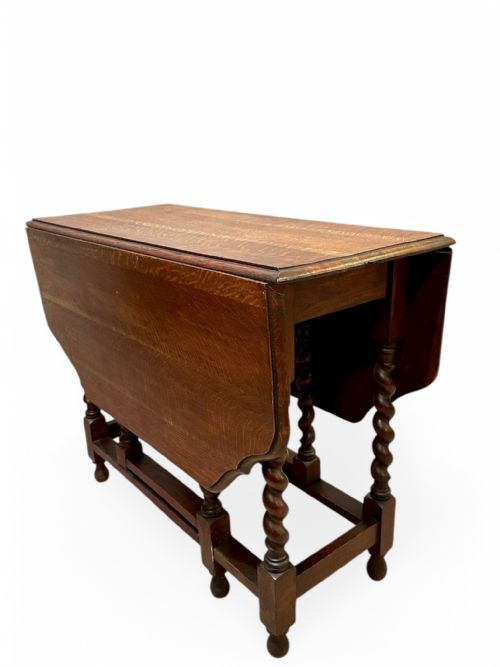 ANTIQUE ENGLISH OAK DROPLEAF TABLE BARLEY TWIST LEGS C1880 - ADDITIONAL PHOTO 3