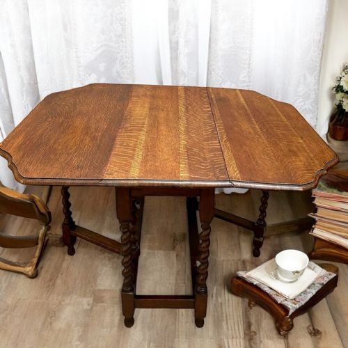 ANTIQUE ENGLISH OAK DROPLEAF TABLE BARLEY TWIST LEGS C1880 - ADDITIONAL PHOTO 12