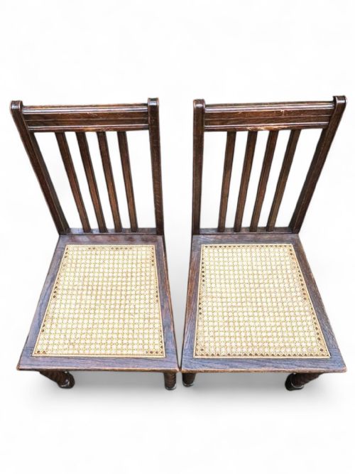 PAIR OF ANTIQUE OAK CHAIRS WITH CANE SEATS BARLEY TWIST LEGS C1920 - ADDITIONAL PHOTO 5