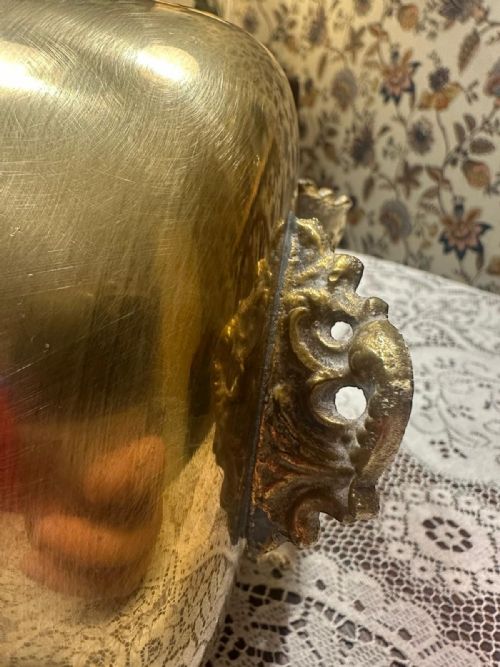 ANTIQUE BRASS PLANTER JARDINIRE WITH ORNATE HANDLES C1900 - ADDITIONAL PHOTO 2