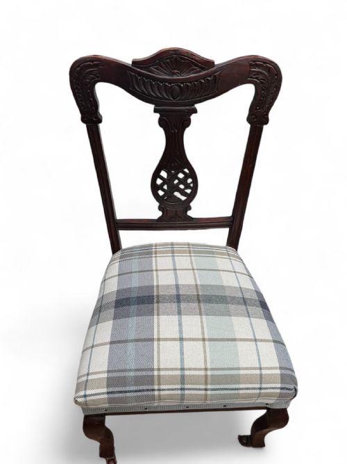 ANTIQUE VICTORIAN BEDROOM CHAIRS LEGS WITH CASTORS NEWLY UPHOLSTERED C1870 - ADDITIONAL PHOTO 2
