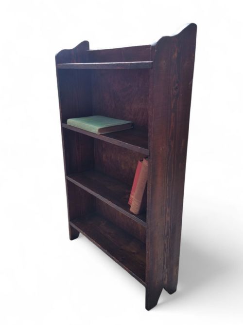 ANTIQUE PINE OPEN BOOKSHELF EARLY 20TH CENTURY RUSTIC FINISH - ADDITIONAL PHOTO 3