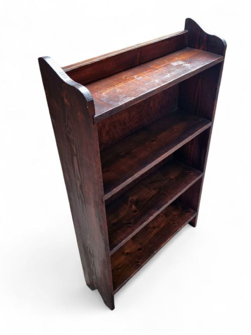 ANTIQUE PINE OPEN BOOKSHELF EARLY 20TH CENTURY RUSTIC FINISH - ADDITIONAL PHOTO 7