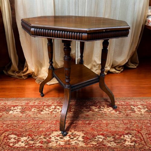 ANTIQUE LATE VICTORIAN WALNUT OCCASIONAL TABLE TURNED LEGS REEDED EDGE C1890 - ADDITIONAL PHOTO 7