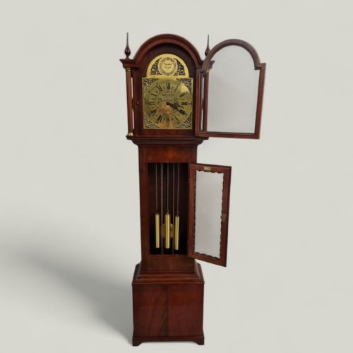 VINTAGE MAHOGANY LONGCASE GRANDFATHER CLOCK EJ GOODFELLOW WADEBRIDGE GERMAN HERMLE MOVEMENT C1960S - ADDITIONAL PHOTO 1