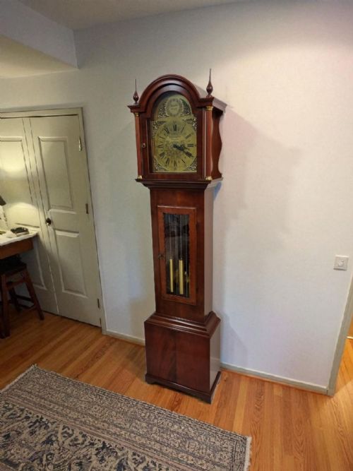 VINTAGE MAHOGANY LONGCASE GRANDFATHER CLOCK EJ GOODFELLOW WADEBRIDGE GERMAN HERMLE MOVEMENT C1960S - ADDITIONAL PHOTO 3