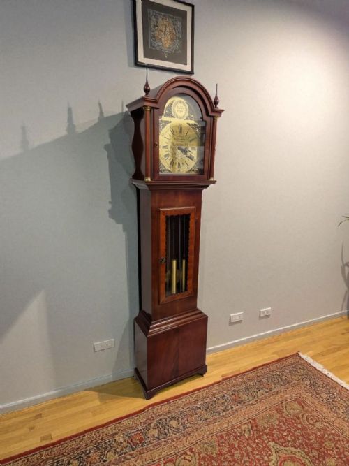 VINTAGE MAHOGANY LONGCASE GRANDFATHER CLOCK EJ GOODFELLOW WADEBRIDGE GERMAN HERMLE MOVEMENT C1960S - ADDITIONAL PHOTO 9