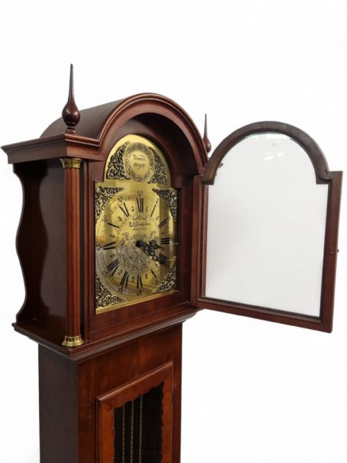 VINTAGE MAHOGANY LONGCASE GRANDFATHER CLOCK EJ GOODFELLOW WADEBRIDGE GERMAN HERMLE MOVEMENT C1960S - ADDITIONAL PHOTO 11