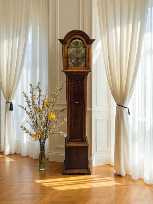 vintage grandfather clock oak case mechanical drgm movement c1940 - CATEGORY: ANTIQUE CLOCKS - DATED 1940
