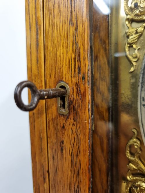VINTAGE GRANDFATHER CLOCK OAK CASE MECHANICAL DRGM MOVEMENT C1940 - ADDITIONAL PHOTO 2