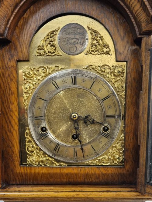 VINTAGE GRANDFATHER CLOCK OAK CASE MECHANICAL DRGM MOVEMENT C1940 - ADDITIONAL PHOTO 5
