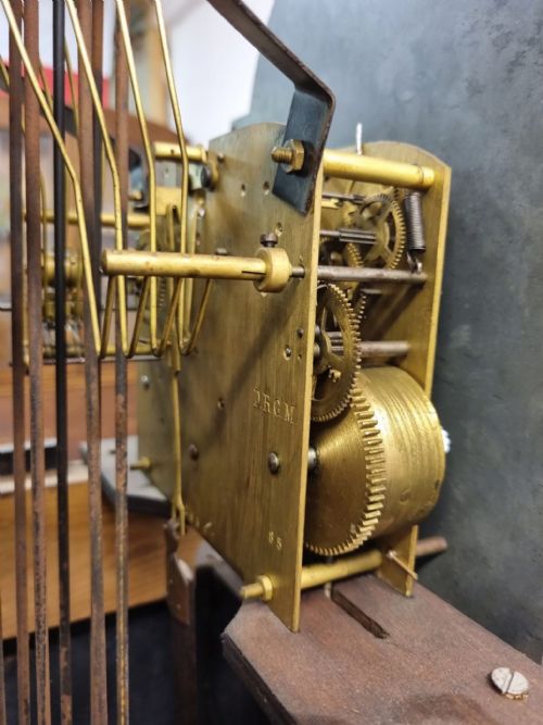 VINTAGE GRANDFATHER CLOCK OAK CASE MECHANICAL DRGM MOVEMENT C1940 - ADDITIONAL PHOTO 7