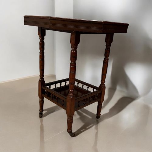 ANTIQUE EDWARDIAN OCCASIONAL TABLE SIXSIDED TOP TURNED LEGS C1910 - ADDITIONAL PHOTO 1