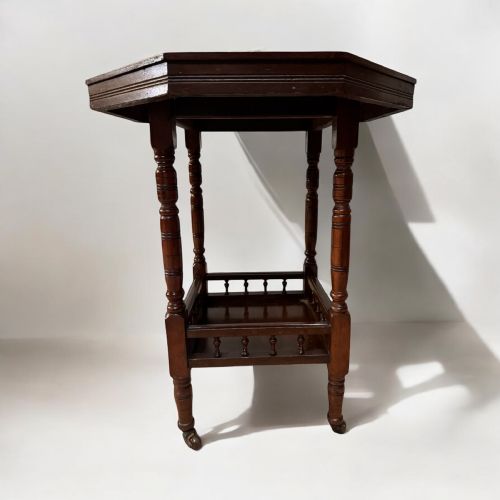 ANTIQUE EDWARDIAN OCCASIONAL TABLE SIXSIDED TOP TURNED LEGS C1910 - ADDITIONAL PHOTO 2