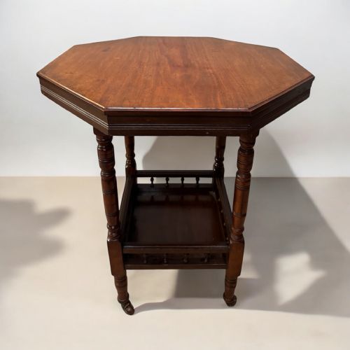 ANTIQUE EDWARDIAN OCCASIONAL TABLE SIXSIDED TOP TURNED LEGS C1910 - ADDITIONAL PHOTO 5