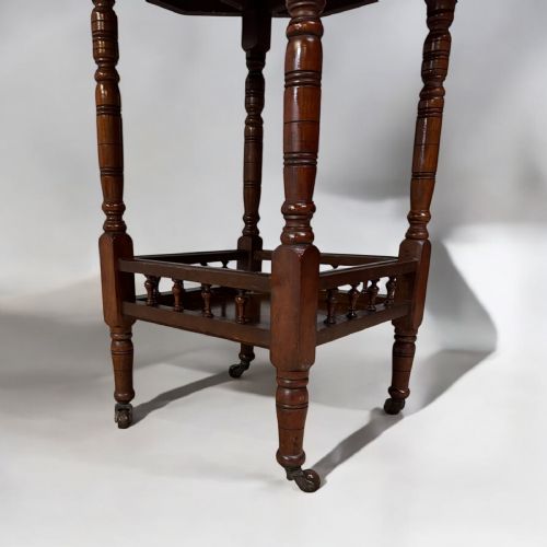 ANTIQUE EDWARDIAN OCCASIONAL TABLE SIXSIDED TOP TURNED LEGS C1910 - ADDITIONAL PHOTO 6