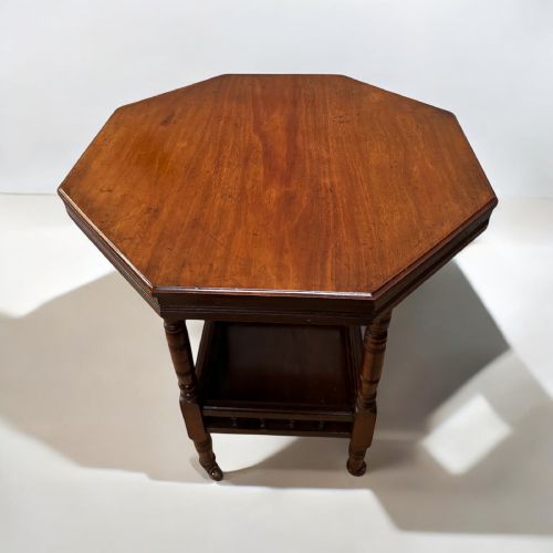 ANTIQUE EDWARDIAN OCCASIONAL TABLE SIXSIDED TOP TURNED LEGS C1910 - ADDITIONAL PHOTO 8