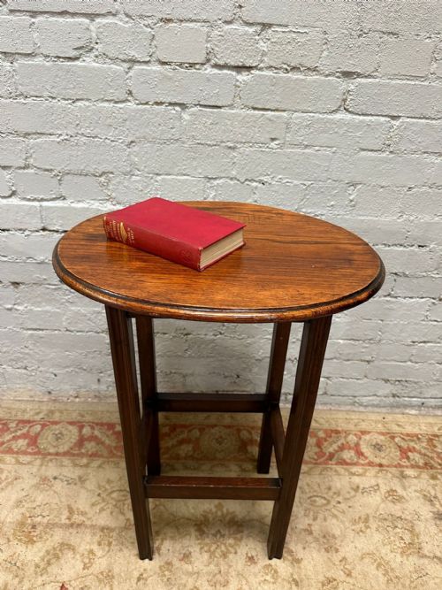 ANTIQUE EDWARDIAN OAK SIDE TABLE OVAL TOP C1910 - ADDITIONAL PHOTO 1