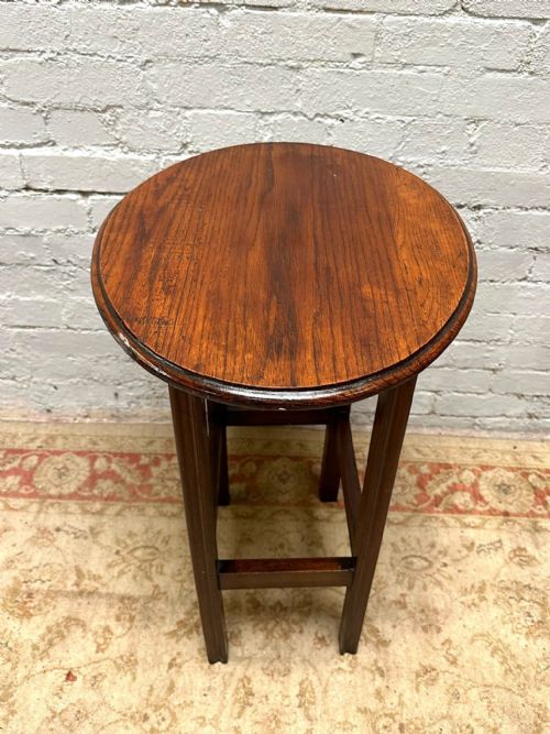 ANTIQUE EDWARDIAN OAK SIDE TABLE OVAL TOP C1910 - ADDITIONAL PHOTO 3
