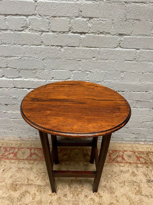 ANTIQUE EDWARDIAN OAK SIDE TABLE OVAL TOP C1910 - ADDITIONAL PHOTO 5